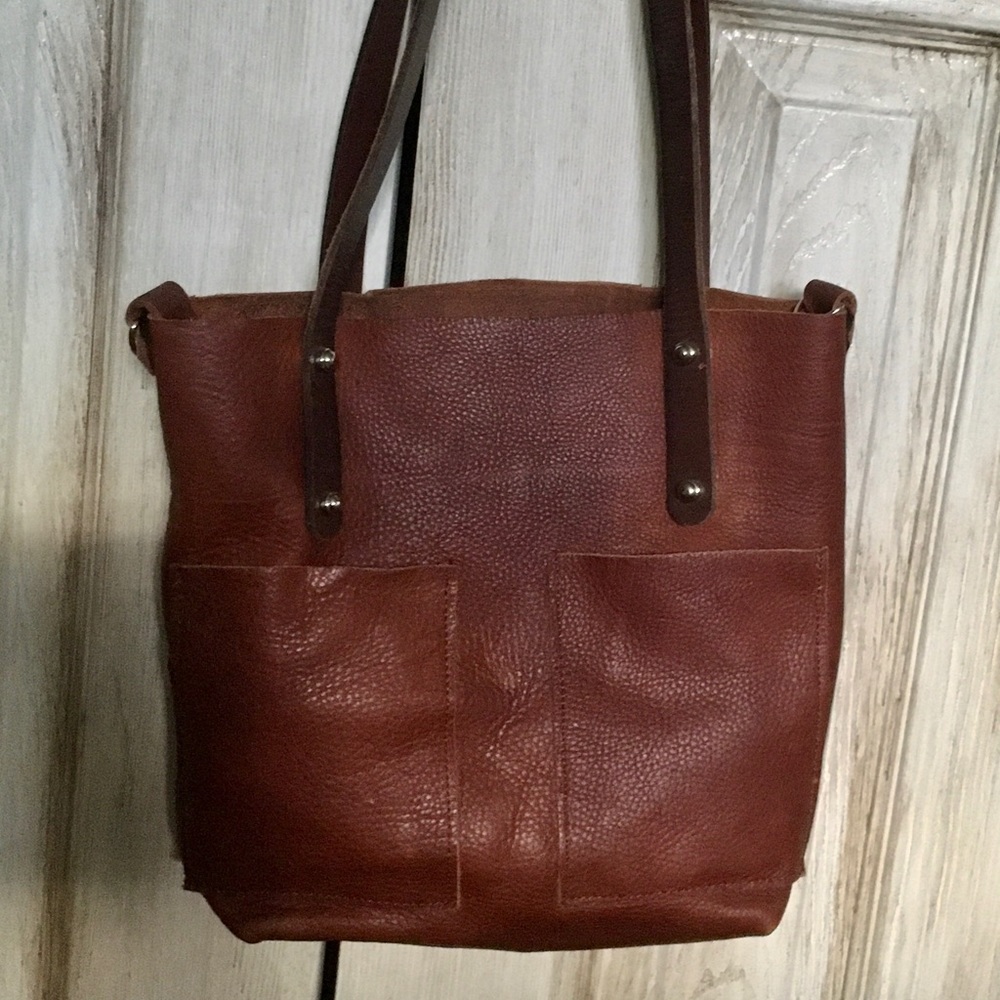 Handmade smaller leather tote